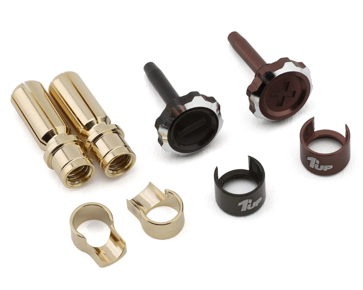 1UP Racing "Lockdown" Adjustable Bullet Plug Grips w/5mm Bullets (Gunmetal/Black) - Xtreme RC