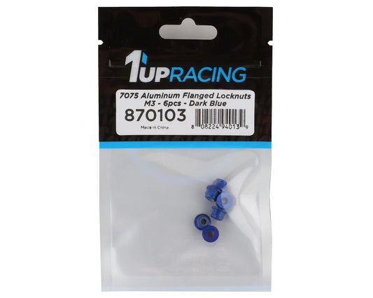 1UP Racing 3mm Aluminum Flanged Locknuts (Dark Blue) (6) - Xtreme RC