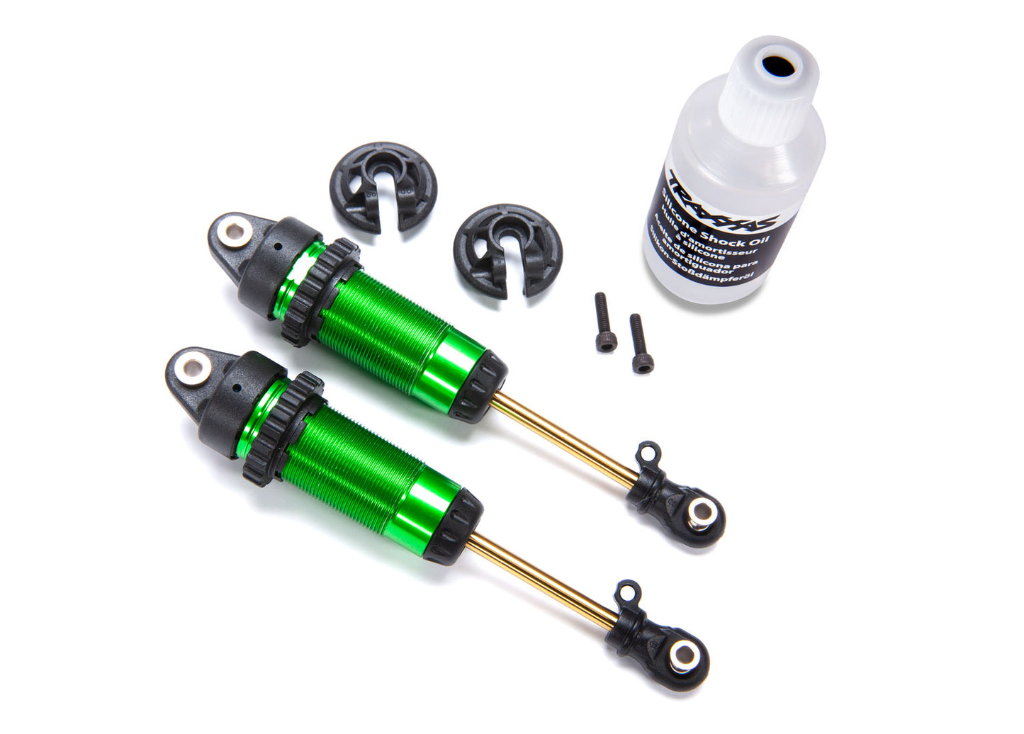 Shocks, GTR xx-long green-anodized, PTFE-coated bodies with TiN shafts (fully assembled, without springs) (2) - Xtreme RC