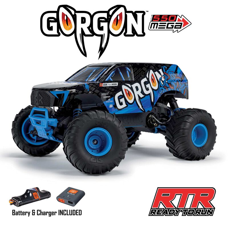 1/10 GORGON 2WD RTR Brushed Monster Truck (Battery & Charger Included), Blue - Xtreme RC