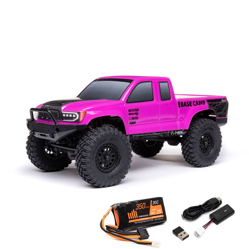 1/24 SCX24 Base Camp 4x4 Rock Crawler Brushed RTR - Pink - Xtreme RC