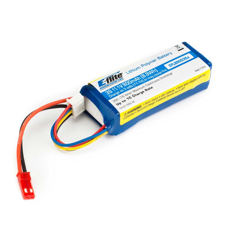 800mAh 3S 11.1V 20C LiPo, 20AWG JST - Xtreme RC