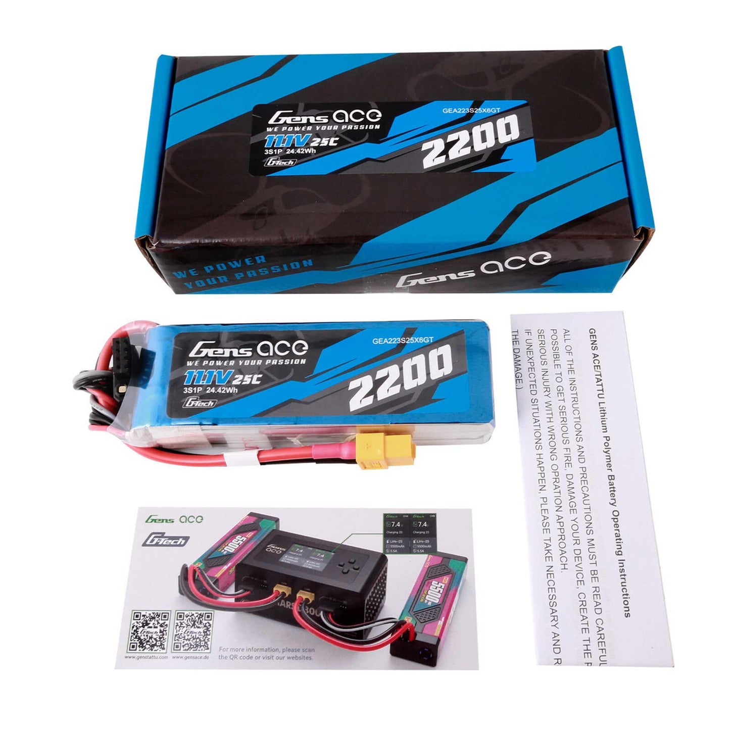 11.1V 2200mAh 3S 25C G-Tech Smart LiPo: XT60