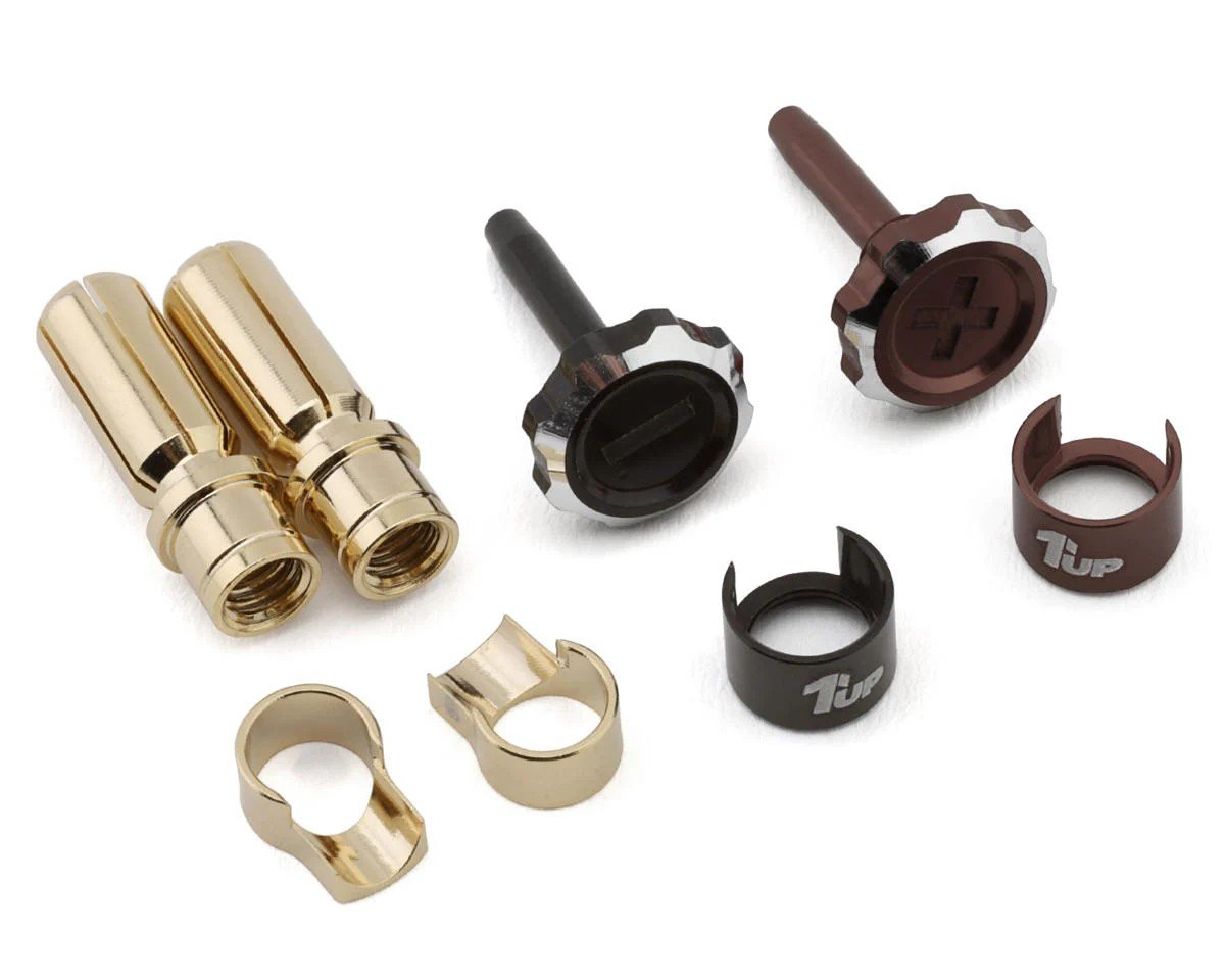 1UP Racing "Lockdown" Adjustable Bullet Plug Grips w/5mm Bullets (Gunmetal/Black) - Xtreme RC