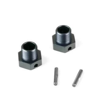 TKR9671 – Wheel Hubs (+2mm offset, 17mm, gun metal ano, w/pins, 2pcs) - Xtreme RC