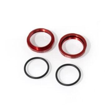 TKR6013BR – Shock Adjustment Collars (short, aluminum, RED ano, 2pcs) - Xtreme RC