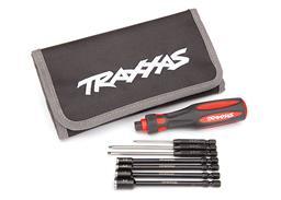 Speed Bit Essentials Set, hex and nut driver, 7-piece, includes premium handle (medium), travel pouch, hex drivers (straight: 1.5mm, 2.0mm, 2.5mm) and nut drivers (5.0mm, 5.5mm, 7.0mm, and 8.0mm), 1/4” drive