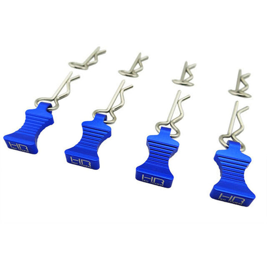 1/10 Blue Aluminum EZ Pulls (4) Body Clips (8) - Xtreme RC