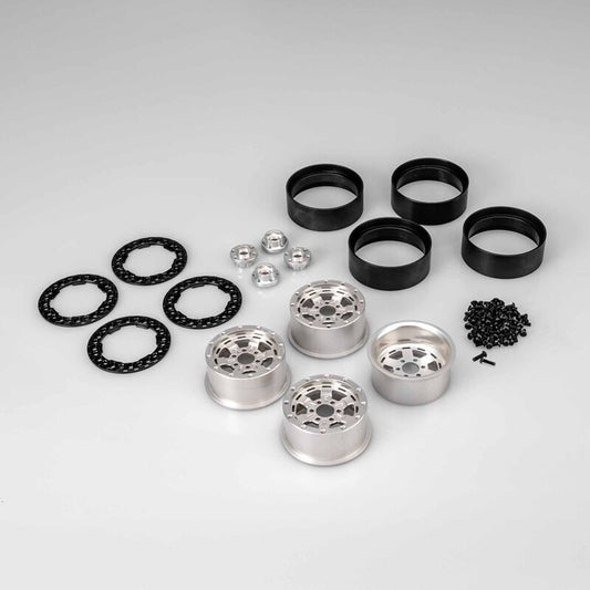 JConcepts Jammer 2.2" Beadlock Aluminum Crawler Wheels (4) (Silver/Black) - Xtreme RC