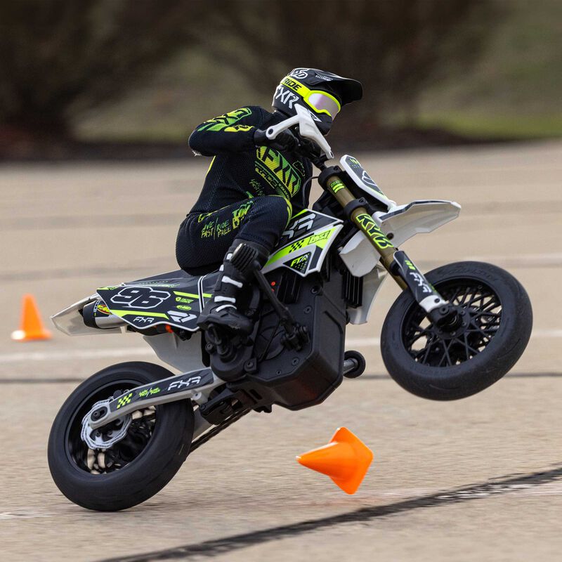 Promoto-SM 1/4 Super Moto Motorcycle, FXR, White: RTR Basic - Xtreme RC