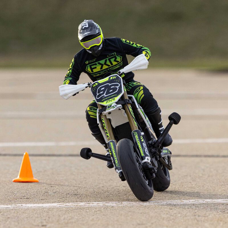 Promoto-SM 1/4 Super Moto Motorcycle, FXR, White: RTR Basic - Xtreme RC