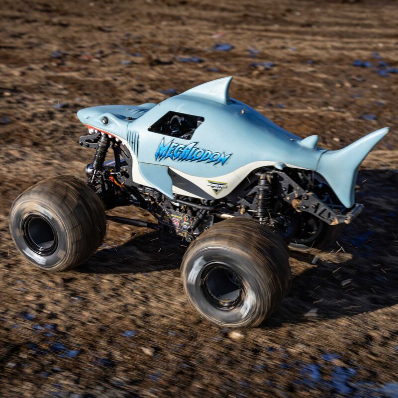 1/18 Mini LMT Megalodon 2S 4X4 RTR Brushed Monster Truck (Battery & Charger Included), Blue - Xtreme RC