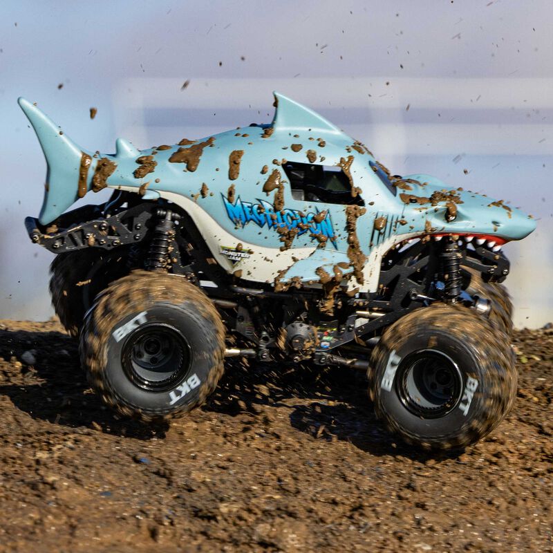 1/18 Mini LMT Megalodon 2S 4X4 RTR Brushed Monster Truck (Battery & Charger Included), Blue - Xtreme RC