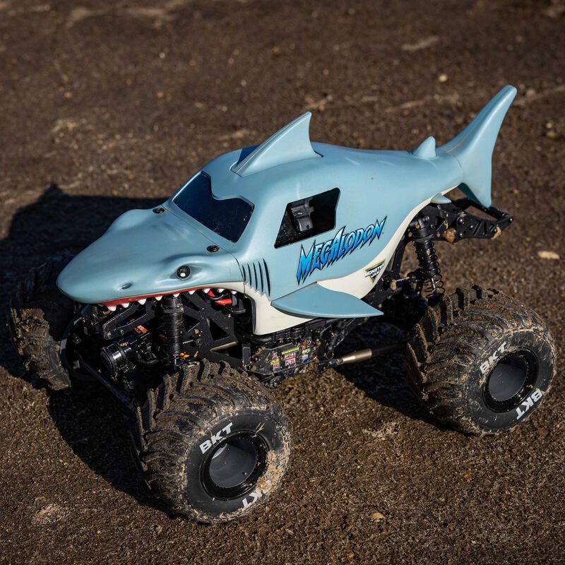 1/18 Mini LMT Megalodon 2S 4X4 RTR Brushed Monster Truck (Battery & Charger Included), Blue - Xtreme RC