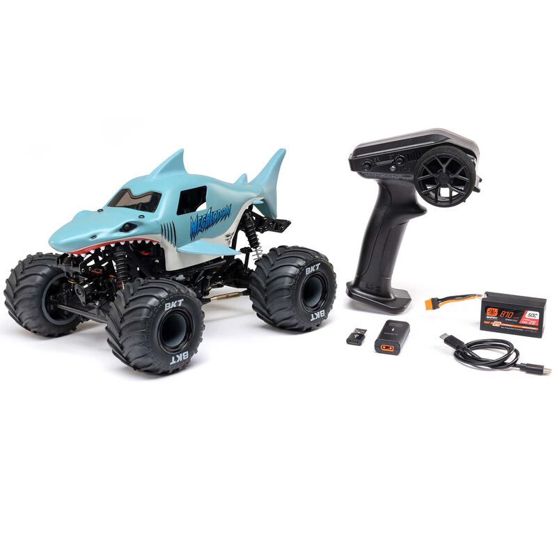 1/18 Mini LMT Megalodon 2S 4X4 RTR Brushed Monster Truck (Battery & Charger Included), Blue - Xtreme RC