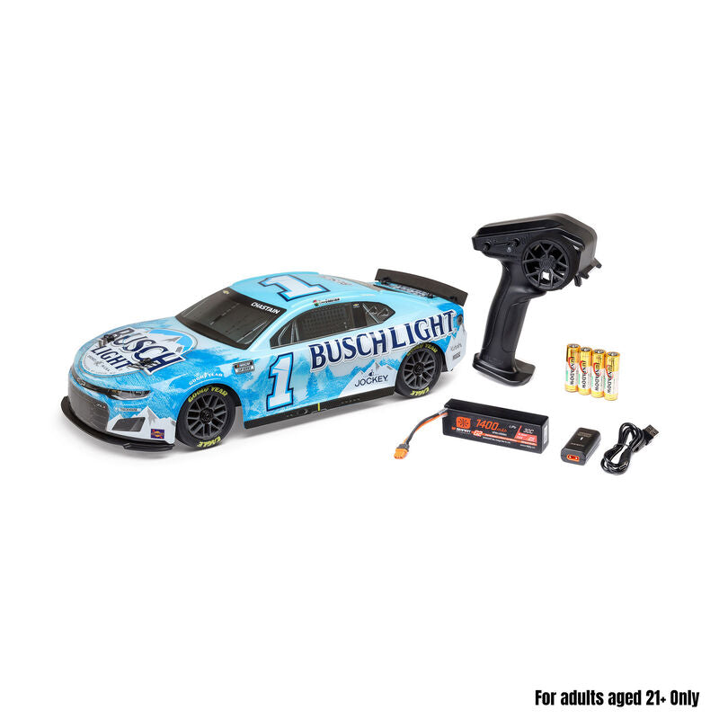 1/12 NASCAR RC Race Car Ross Chastain No. 1 2025 Busch Light Chevrolet ZL1 2S AWD RTR Brushed On-Road (Battery & Charger Included), Blue - Xtreme RC