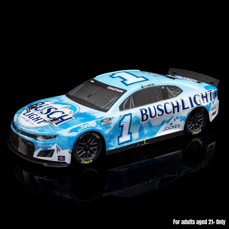 1/12 NASCAR RC Race Car Ross Chastain No. 1 2025 Busch Light Chevrolet ZL1 2S AWD RTR Brushed On-Road (Battery & Charger Included), Blue - Xtreme RC