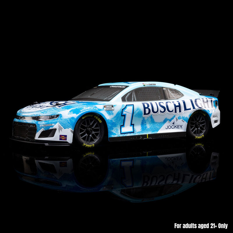 1/12 NASCAR RC Race Car Ross Chastain No. 1 2025 Busch Light Chevrolet ZL1 2S AWD RTR Brushed On-Road (Battery & Charger Included), Blue - Xtreme RC