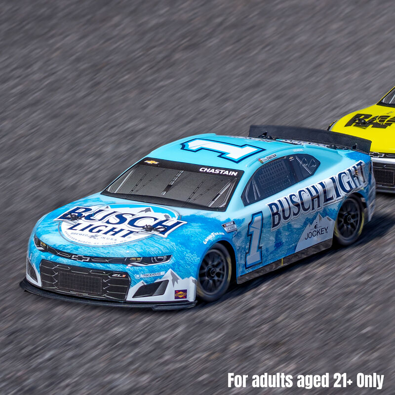 1/12 NASCAR RC Race Car Ross Chastain No. 1 2025 Busch Light Chevrolet ZL1 2S AWD RTR Brushed On-Road (Battery & Charger Included), Blue - Xtreme RC