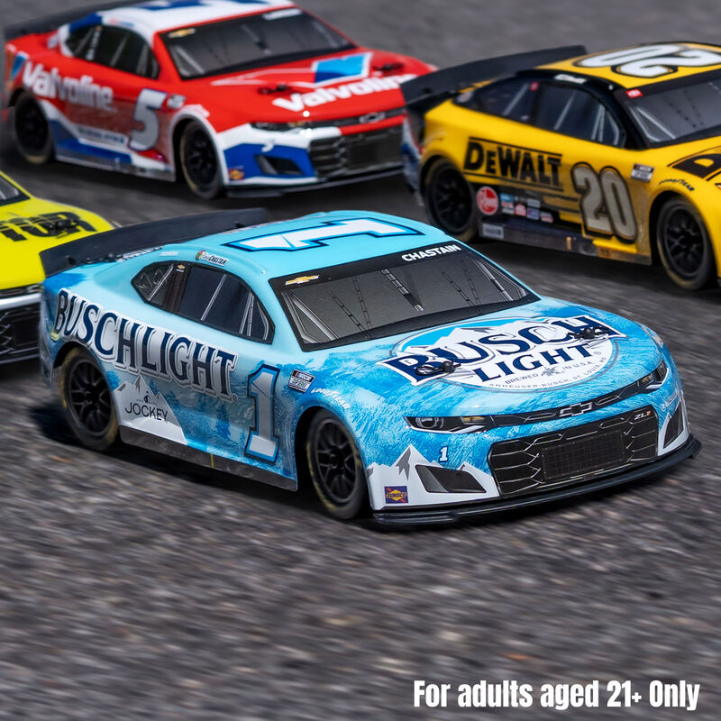 1/12 NASCAR RC Race Car Ross Chastain No. 1 2025 Busch Light Chevrolet ZL1 2S AWD RTR Brushed On-Road (Battery & Charger Included), Blue - Xtreme RC