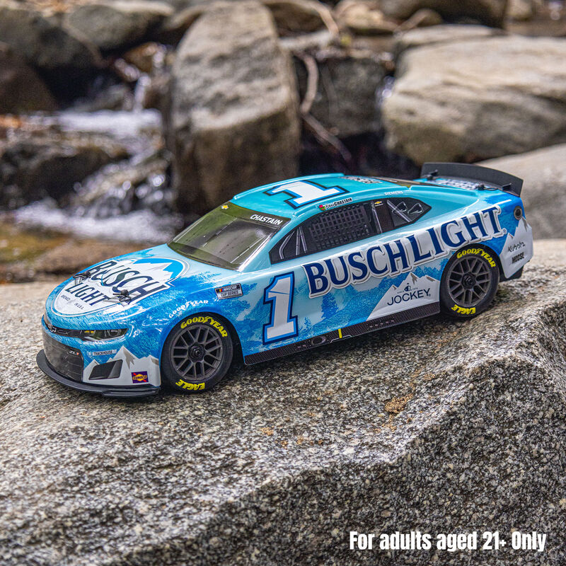 1/12 NASCAR RC Race Car Ross Chastain No. 1 2025 Busch Light Chevrolet ZL1 2S AWD RTR Brushed On-Road (Battery & Charger Included), Blue - Xtreme RC