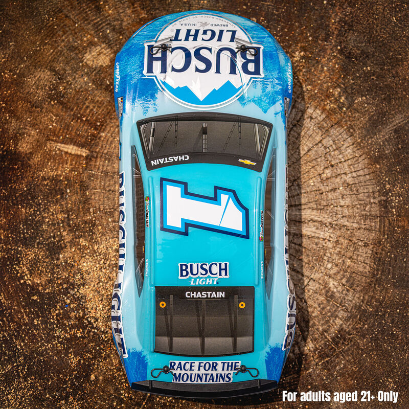 1/12 NASCAR RC Race Car Ross Chastain No. 1 2025 Busch Light Chevrolet ZL1 2S AWD RTR Brushed On-Road (Battery & Charger Included), Blue - Xtreme RC