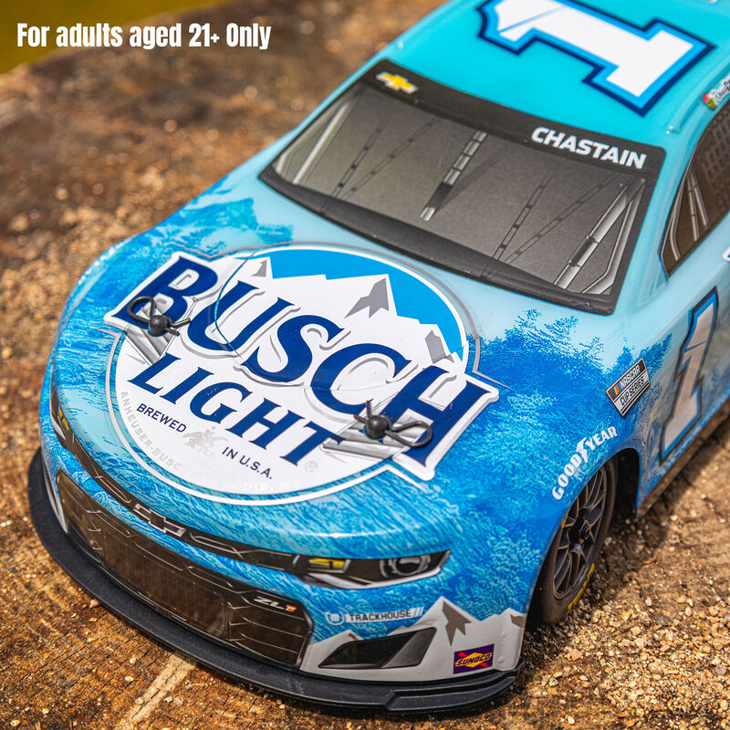 1/12 NASCAR RC Race Car Ross Chastain No. 1 2025 Busch Light Chevrolet ZL1 2S AWD RTR Brushed On-Road (Battery & Charger Included), Blue - Xtreme RC