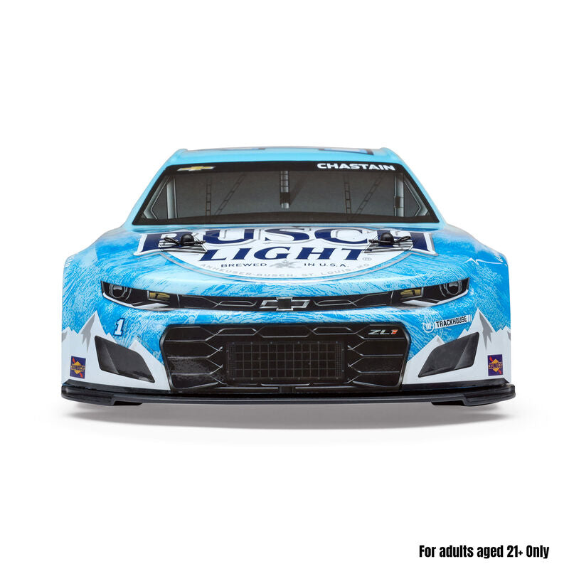 1/12 NASCAR RC Race Car Ross Chastain No. 1 2025 Busch Light Chevrolet ZL1 2S AWD RTR Brushed On-Road (Battery & Charger Included), Blue - Xtreme RC