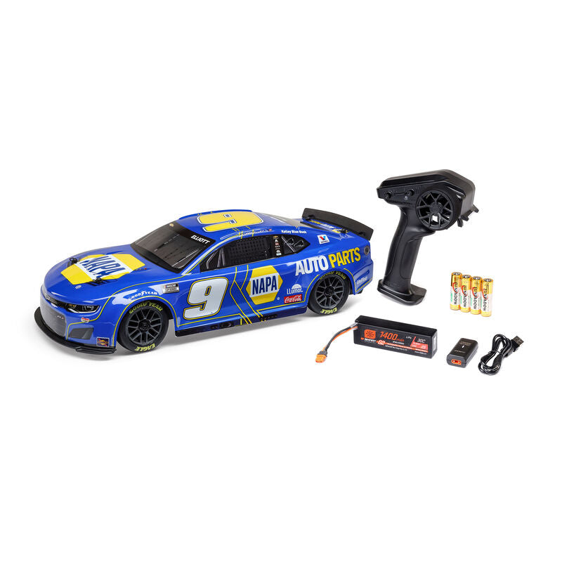 1/12 NASCAR RC Racecar Chase Elliot No. 9 2025 NAPA Chevrolet Camaro ZL1 2S AWD Brushed On-Road (Battery & Charger Included), Blue - Xtreme RC