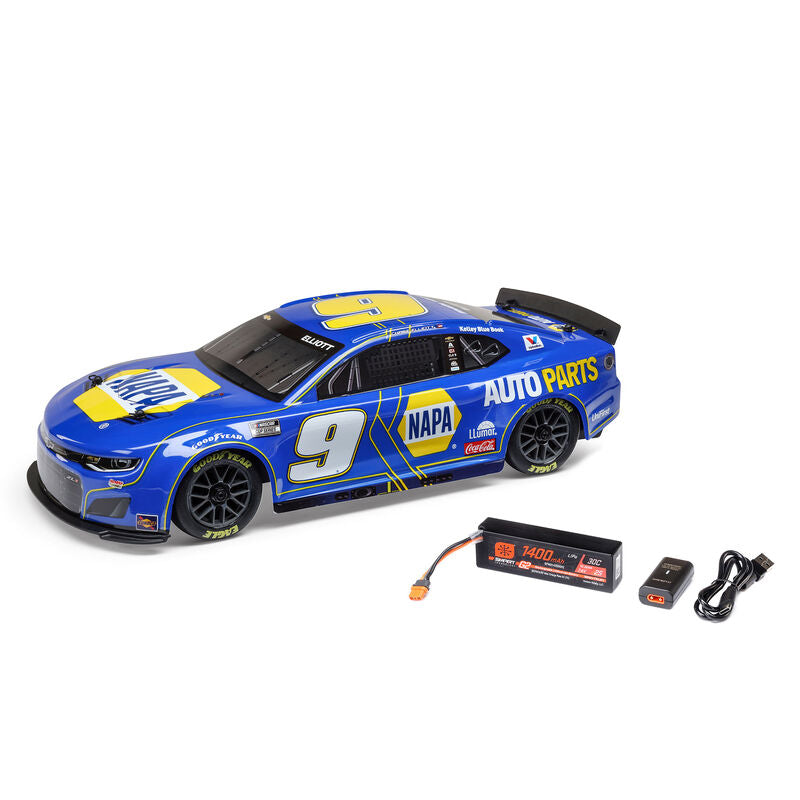 1/12 NASCAR RC Racecar Chase Elliot No. 9 2025 NAPA Chevrolet Camaro ZL1 2S AWD Brushed On-Road (Battery & Charger Included), Blue - Xtreme RC