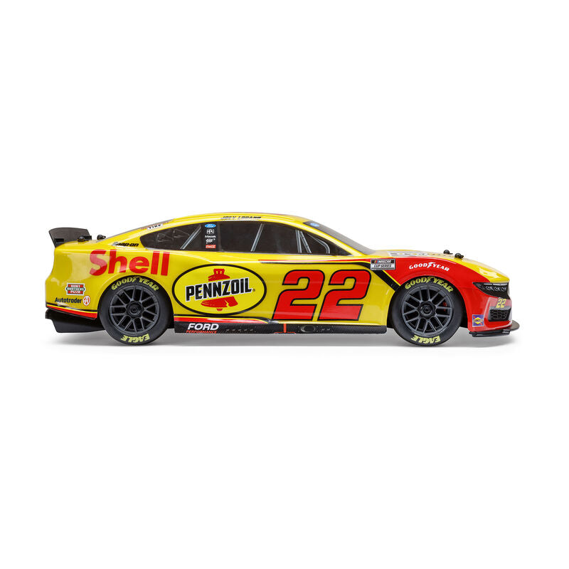 1/12 NASCAR RC Racecar Joey Logano No. 22 2025 Shell-Pennzoil Ford Mustang 2S AWD RTR Brushed On-Road (Battery & Charger Included), Yellow - Xtreme RC