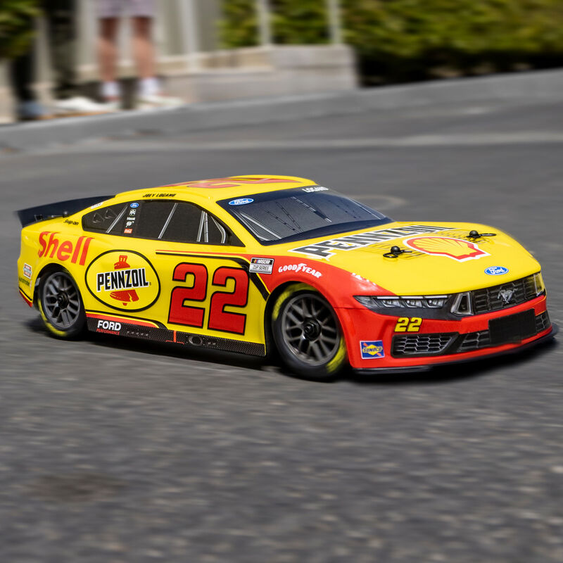 1/12 NASCAR RC Racecar Joey Logano No. 22 2025 Shell-Pennzoil Ford Mustang 2S AWD RTR Brushed On-Road (Battery & Charger Included), Yellow - Xtreme RC