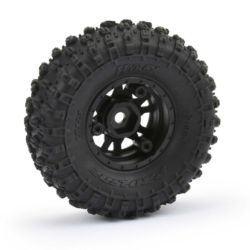 1/24 Hyrax Front/Rear 1.0" Tires Mounted 7mm Black Impulse (4) - Xtreme RC