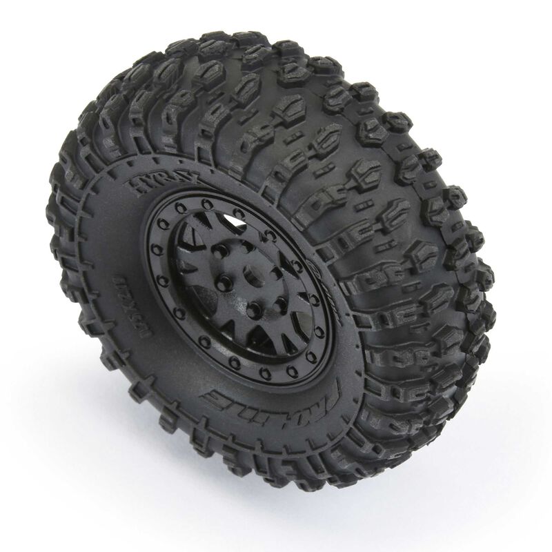 1/24 Hyrax Front/Rear 1.0" Tires Mounted 7mm Black Impulse (4) - Xtreme RC