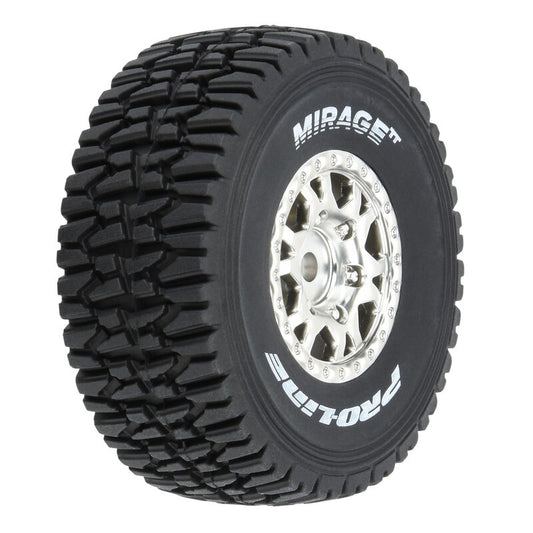 Mirage TT F/R Tires Mounted 12mm Hex Satin Silver Impulse (4) for Arrma Mojave Grom - Xtreme RC