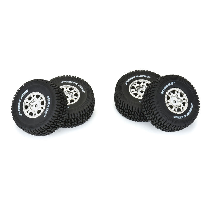 Mirage TT F/R Tires Mounted 12mm Hex Satin Silver Impulse (4) for Arrma Mojave Grom - Xtreme RC