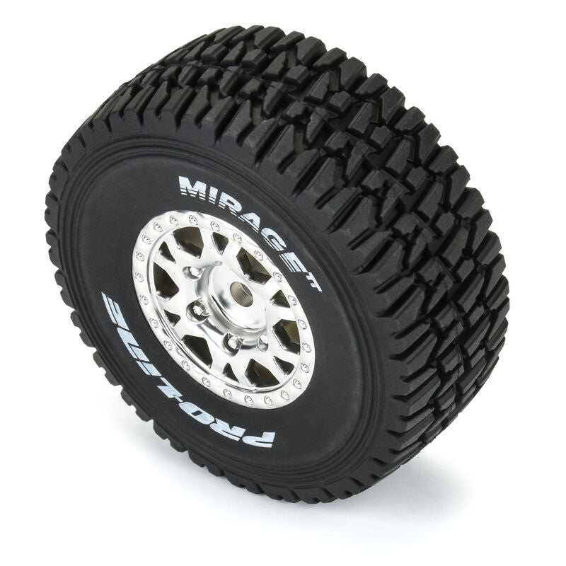 Mirage TT F/R Tires Mounted 12mm Hex Satin Silver Impulse (4) for Arrma Mojave Grom - Xtreme RC