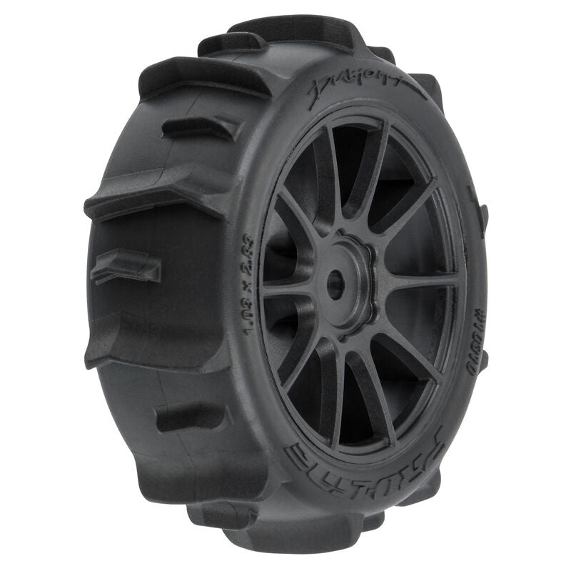 Dumont F/R Tires Mounted 12mm Hex Black Mach 10 (4) for Arrma Typhon Grom - Xtreme RC
