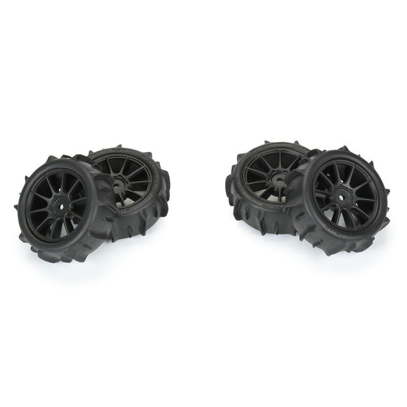 Dumont F/R Tires Mounted 12mm Hex Black Mach 10 (4) for Arrma Typhon Grom - Xtreme RC