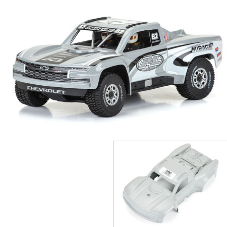 Pre-Cut 2019 Chevy Silverado Trophy Truck Tough-Color Gray Body for Arrma Mojave Grom - Xtreme RC