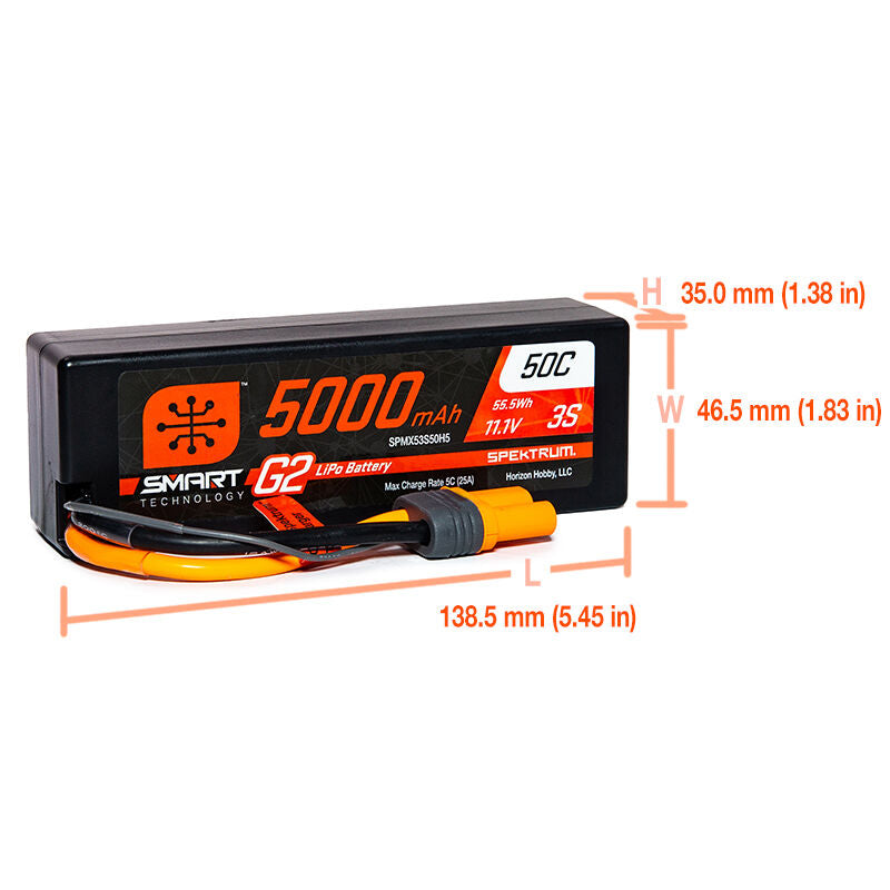 5000mAh 3S 11.1V Smart G2 LiPo 50C Hard Case; IC5 - Xtreme RC