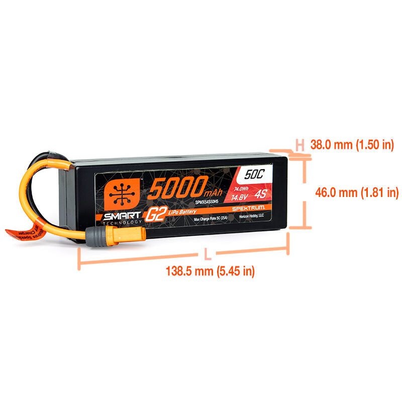 5000mAh 4S 14.8V Smart G2 LiPo 50C Hard Case; IC5 - Xtreme RC