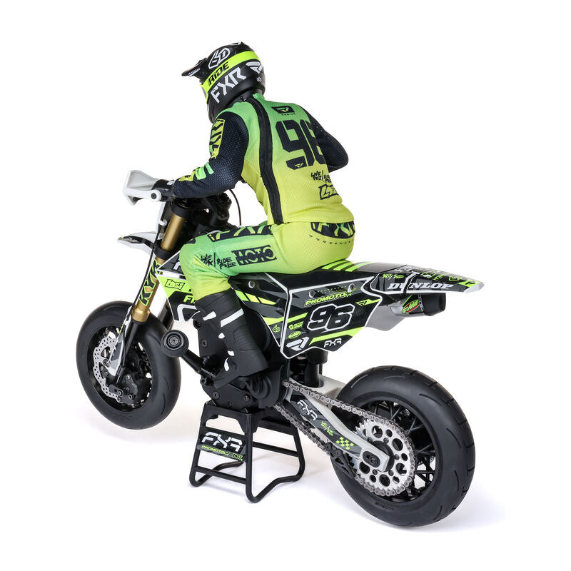 Promoto-SM 1/4 Super Moto Motorcycle, FXR, White: RTR with Battery and Charger - Xtreme RC
