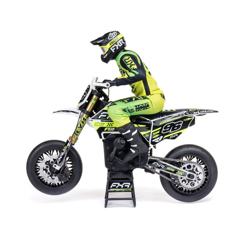 Promoto-SM 1/4 Super Moto Motorcycle, FXR, White: RTR with Battery and Charger - Xtreme RC