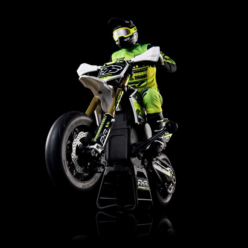 Promoto-SM 1/4 Super Moto Motorcycle, FXR, White: RTR with Battery and Charger - Xtreme RC
