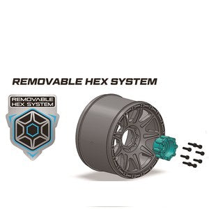 MT-Uphill Speed 1/8 Monster Truck Tires, 0" & 1/2" Offset, 17mm Removable Hex on Black Rim, Soft (2) - Xtreme RC