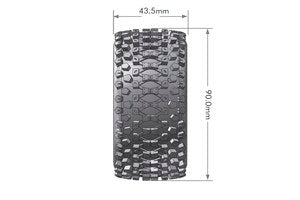ST-Uphill 1/16 Stadium Truck Tires, 12mm Hex, Soft, Mounted on Black Spoke Rim, Front/Rear (2) - Xtreme RC