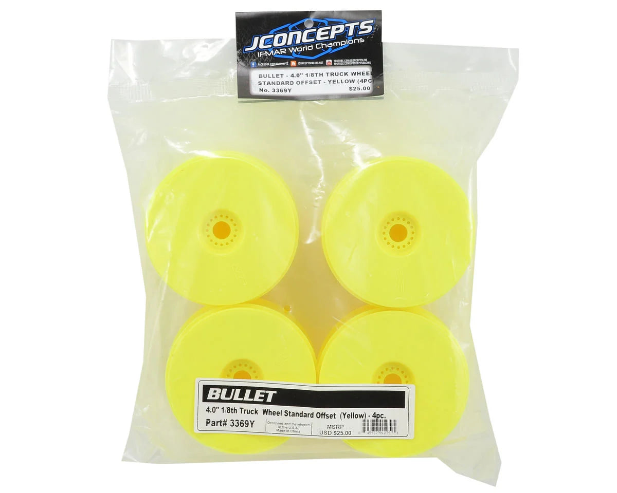 Bullet - 4.0" 1/8th Truck Wheel (Yellow) - 4pc. - Xtreme RC