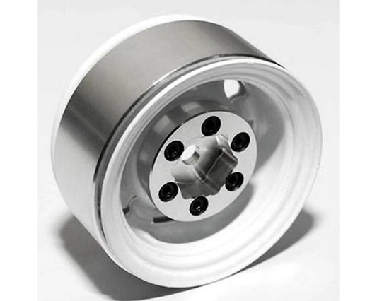 1.55 Stamped Steel Beadlock Wheel, White - Xtreme RC