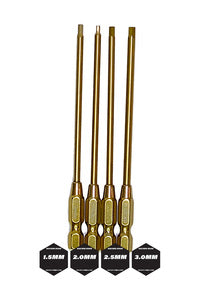 Metric TiN Coated Hex Bit Set with 1.5mm, 2.0mm, 2.5mm, and 3.0mm - Xtreme RC
